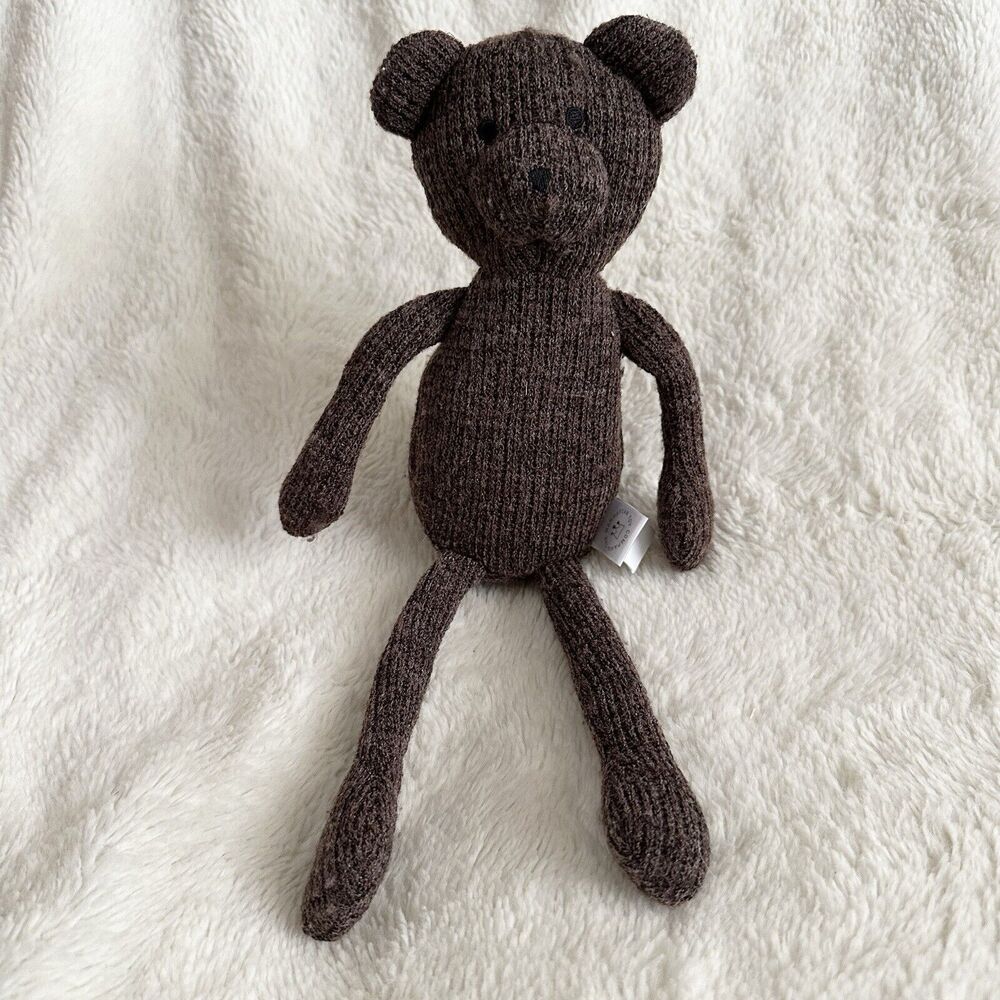 Manhattan Toy Co Brown Knit Bear 12” Plush Baby Lovey Stuffed Toy Teddy